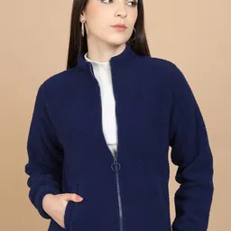 Tokyo Talkies Navy Blue Textured Tailored Jacket-picture-13
