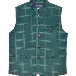 CAVIO Boys Checked Pure Cotton Nehru Jacket-picture-31