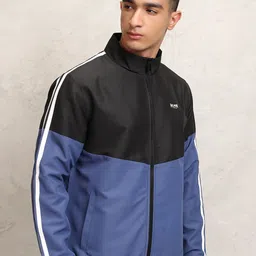 HIGHLANDER Men Colourblocked Crop Bomber with Embroidered Jacket-image-60