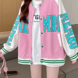 StyleCast Pink Stand Collar Long Sleeve Dry Fit Varsity Jacket-picture-12