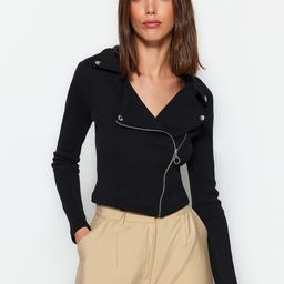 Trendyol Long Sleeves Crop Biker Jacket-picture-43
