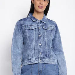 TALES & STORIES Washed Lightweight Crop Cotton Denim Jacket-picture-39