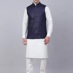 Jompers Men White Kurta with Churidar & Nehru Jacket-picture-41