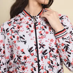 BAESD Floral Printed Fleece Varsity Jacket image 5