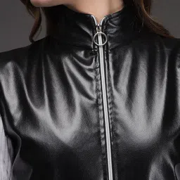BAESD Mock Collar Sleeveless Leather Jacket image 4