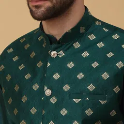 KRAFT INDIA Mandarin Collar Kurta With Churidar & Nehru Jacket image 2