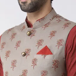 KISAH Printed Mandarin Collar Sleeveless Nehru Jacket image 5