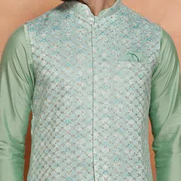KISAH Embellished Nehru Jackets With Pocket Square image 2