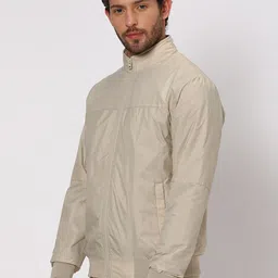 Mufti Striped Lightweight Stand Collar Slim Fit Biker Jacket image 3