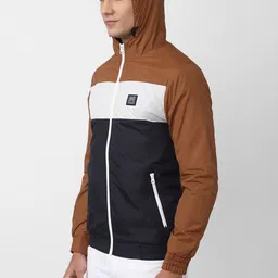 Van Heusen ACADEMY Men Brown White Colourblocked Sporty Jacket image 3