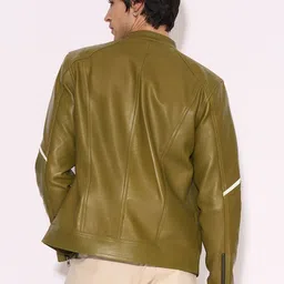 KOLORTHERAPI Stand Collar Leather Biker Jacket image 3