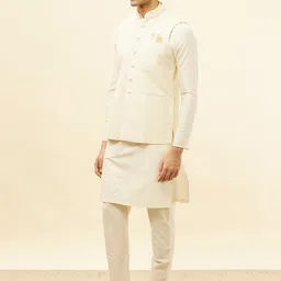 Manyavar Woven Design Mandarin Collar Nehru Jacket image 3