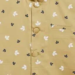 YK Boys Beige Colored Motif Printed Nehru Jacket image 2