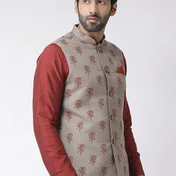KISAH Printed Mandarin Collar Sleeveless Nehru Jacket image 4