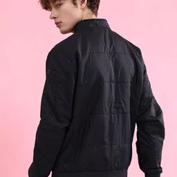 The Indian Garage Co Black Mock Collar Bomber Jacket image 4