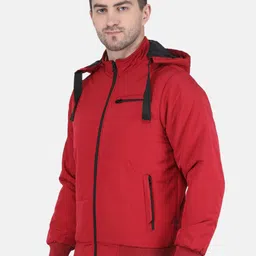 Monte Carlo Men Red Solid Hooded Bomber Jacket image 2