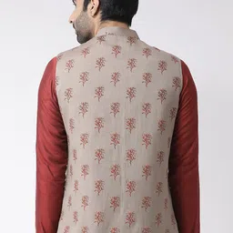 KISAH Printed Mandarin Collar Sleeveless Nehru Jacket image 3