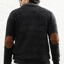 Campus Sutra Cotton Mock Collar Knitted Jacket image 3