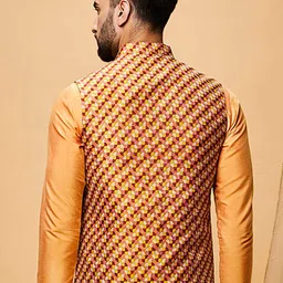 KISAH Geometric Woven Design Nehru Jacket image 2