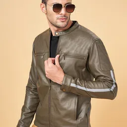 Urban Ranger by pantaloons Mandarin Collar Biker Jacket image 5