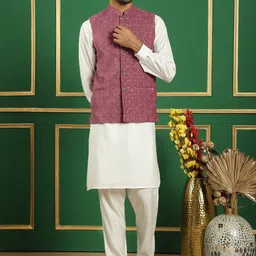 Jompers Embroidered Mandarin Collar Nehru Jackets image 3