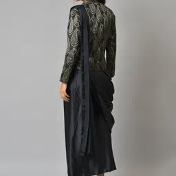 WISHFUL Black Satin Ethnic Maxi Dress image 2
