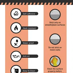 Asian royal White & Brown Abstract Printed Self Adhesive Waterproof Wall Sticker image 2