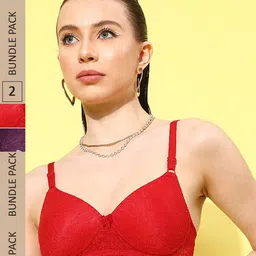 Leading Lady Pack of 2 Floral Lace Full Coverage T-shirt Bra With All Day Comfort-image-30