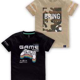 CODEZ Boys Pack Of 2 Graphic Printed Short Sleeves Cotton T-shirts-picture-34