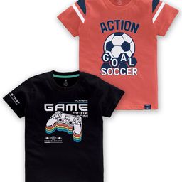 CODEZ Boys Pack Of 2 Graphic Printed Short Sleeves Cotton T-shirts-picture-45