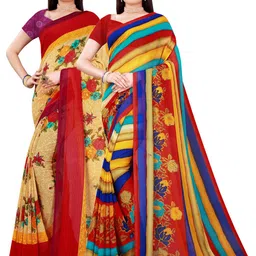 SAADHVI Pack Of 2 Multicoloured Floral Pure Georgette Saree-picture-42
