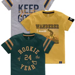 CODEZ Boys Typography Printed Pack Of 3 Cotton T-Shirts-picture-45