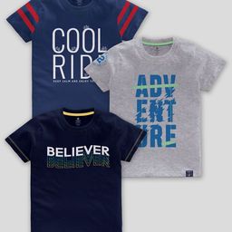 CODEZ Boys Typography Printed Pack Of 3 Cotton T-Shirts-picture-11