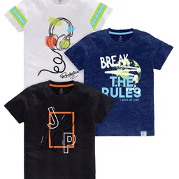 CODEZ Boys Typography Printed Pack Of 3 Cotton T-Shirts-picture-36