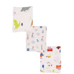 KICKS & CRAWL Infants Pack Of 3 Printed Cotton Wash Cloth image 5