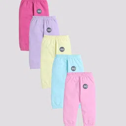 EIO Infants Kids Pack Of 5 Mid Rise Pure Cotton Joggers image 1