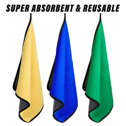Kuber Industries 5 Pcs Green & Yellow 400 GSM Microfiber Kitchen Towels With Hanging Loop image 3