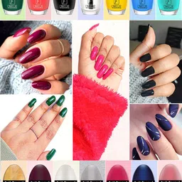 FORFOR Jazzy Set Of 6 Nail Enamel - 5ml Each - Cyan-Maroon-Red-Green-Blue-Magenta image 2