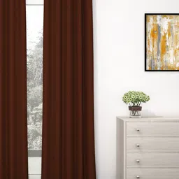 Story@Home Faux Silk Solid Solid 300GSM Brown Room Darkening Blackout Long Door Curtain - Set Of 1-picture-36