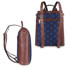 THE CLOWNFISH Women Navy Blue & Brown Backpack with Anti-Theft-picture-16