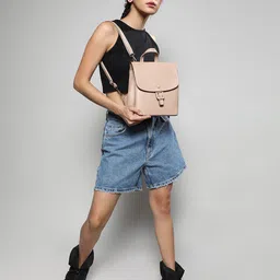 HAUTE SAUCE by  Campus Sutra Buckle Flap Non-Padded Small Leather Backpack image 1