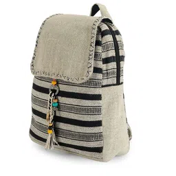 The House of Tara Women Striped Tasselled Backpack image 2
