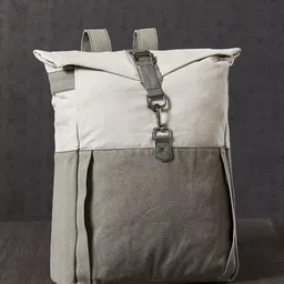 Mona B Unisex Grey & White Solid Canvas Backpack-picture-35