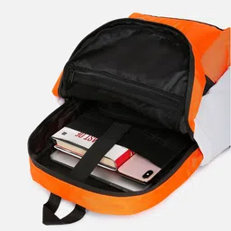 SPYKAR Men Orange & Black Colourblocked Polyester Backpack image 2