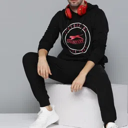 Slazenger Men Black & Red Printed Tracksuit-image-4