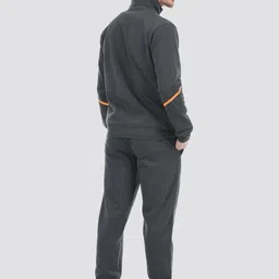 ONEWAY Men Solid Mock Collar Front-Open Sweatshirt & Joggers Tracksuit image 4