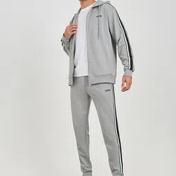 Styli Men Grey Contrast Print Hooded Zip Through Pure Cotton Terry Tracksuit-picture-37