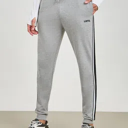 Styli Men Grey Contrast Print Hooded Zip Through Pure Cotton Terry Tracksuit image 4