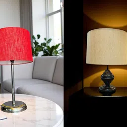 autowhrib Classy Table Lamp 46 cm, Textured Shade Hand Crafted Lamp Table Lamp image 1