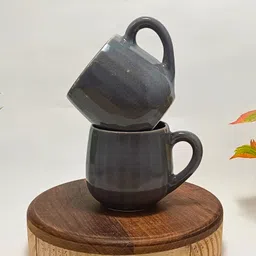 the india style Pack of 6 Ceramic Ceramic Grey color Tea/Coffee Cup Set - 180 ML Each (white color, Cup) image 4